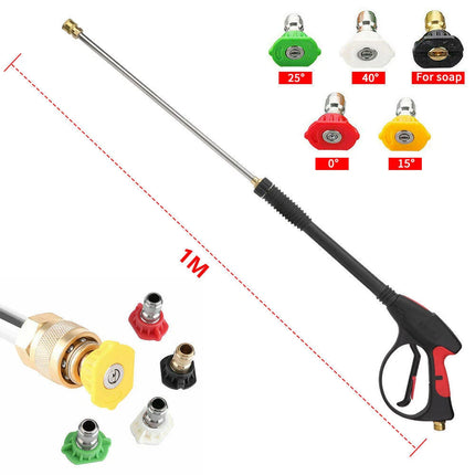 5 Nozzles High Pressure Washer Lance Gun 1/2" BSP Extension Wand Spray Cleaner