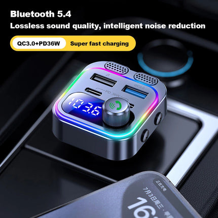 Car Wireless Bluetooth 5.0 FM Transmitter Adapter Type-C PD 66W Fast USB Charger