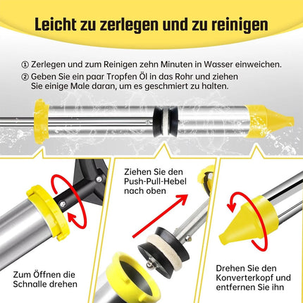Stainless Steel Grouting Gun With 5 Nozzles Mortar Pump 45 Degree Tilt Design