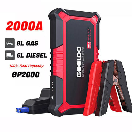 Car Jump Starter 2000A Portable 12 Volt Car battery Heavy Duty High Booster