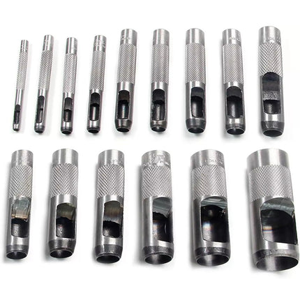 15PCS Precision Hollow Punch Set 3mm-25mm Leather Plastic Gasket Hole Cutter