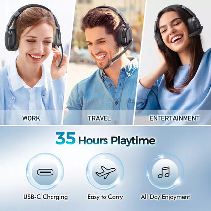 Removable Trucker Driver Headphone Over Ear Wireless Bluetooth Headset Mic