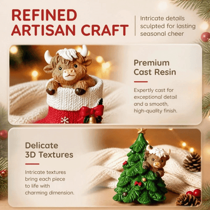 Fun Cow Figurines Christmas Socks Resin Cow Ornament Home Gift