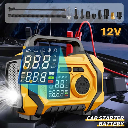 9000A Car Jump Starter Power Bank With Air Compressor Battery Booster 5 in 1 HOT