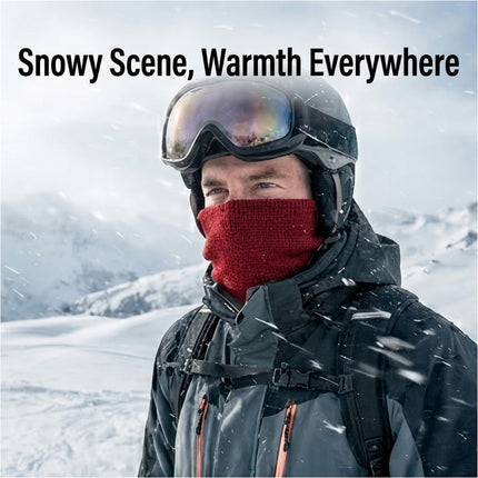 For Women Men Neck Warmer Tube Winter Knitted Scarf Thermal Warm Thicken Chunky Wine