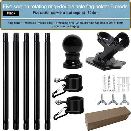 Flag Pole Kit 6 Ft,Flag Pole with Bracket,Heavy Stainless Steel Garden Flagpole Black