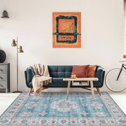 Clearance Large Rug  Blue Tribals Dining Room Carpet Washable Rug Runner 120*170cm