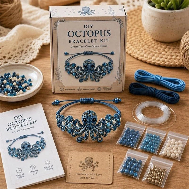 DIY Beaded Bracelet Making Kit,3D Animal Bead Craft Kit Octopus