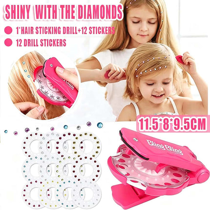 Diamond Hair Sparkle Stapler Machine Tools Kit Gems for Shirt Decor Girls Hair Makeup
