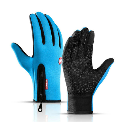Waterproof Winter Cycling Gloves Full Finger Touchscreen Bike Gloves Blue