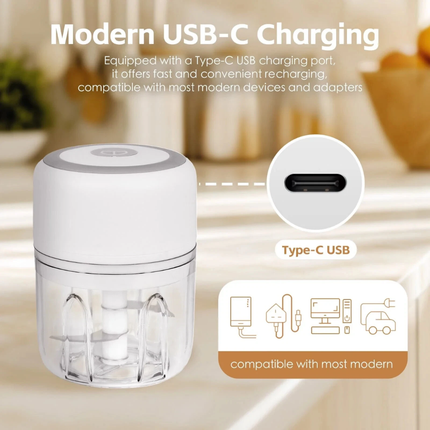 250ML USB Rechargeable Mini Food Garlic Grinder Electric Garlic Chopper Cordless