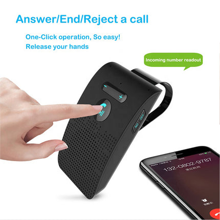 Car Bluetooth Handsfree Speaker Kit with Sun Visor Clip Mount Black Car Audio Receiver Clip-on Device