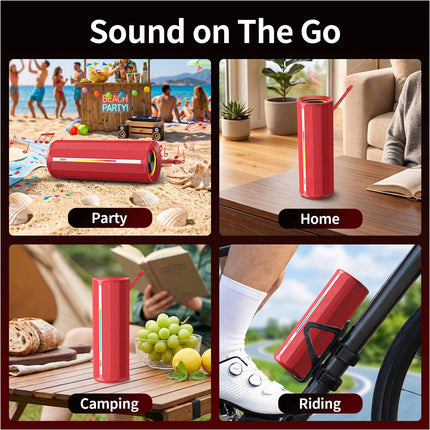 Waterproof Bluetooth Speaker with RGB Lights 20W Portable Outdoor Soundbox