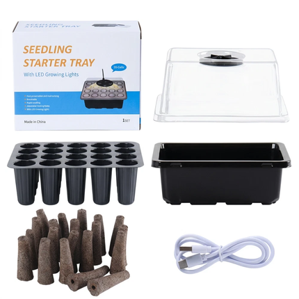 Seed Starter Tray 20 Cells Seedling Starter Kit with Grow Light Seed Germination