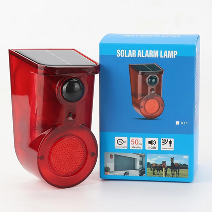 Solar Alarm LED Light Solar Strobe Light Wireless Motion Sensor Detector Outdoor