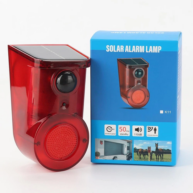 2PCS Solar Alarm LED Light Solar Strobe Light Wireless Motion Sensor Detector Outdoor