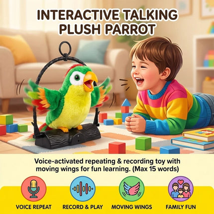 Talking Record Parrot Toy Repeats What You Say Parrot Bird Record and Speak