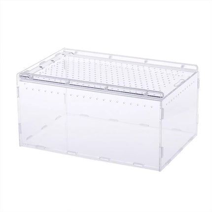Clear Pet Box with Slide Lid Reptile Breeding Habitat Panoramic View Terrarium