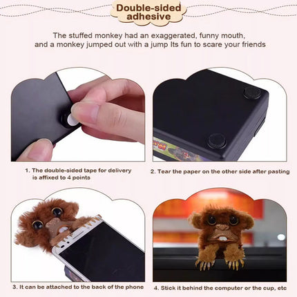Realistic Surprise Prank Monkey Toy Pet Pranksters Pop Up Prank Funny Gift Tongue + Teeth