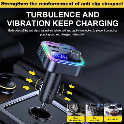 Car Wireless Bluetooth 5.0 FM Transmitter Adapter Type-C PD 66W Fast USB Charger