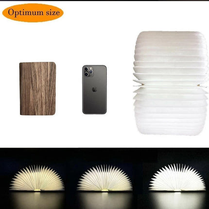 Novelty Portable Folding Wooden Book Lamp USB Rechargeable Desk Night Light Brown