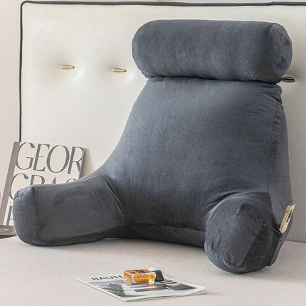 Back Rest Pillow Neck Lumbar Bed Backrest Reading Support Chair Cushion Grey AUS