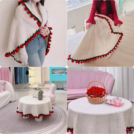 Handmade Crochet Flower Bouquet Blanket Birthday Wedding Valentine’s Day Gift