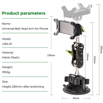 Universal Ball Head Arm for Phone 360 Rotating Car Phone Tablets Holder Mount