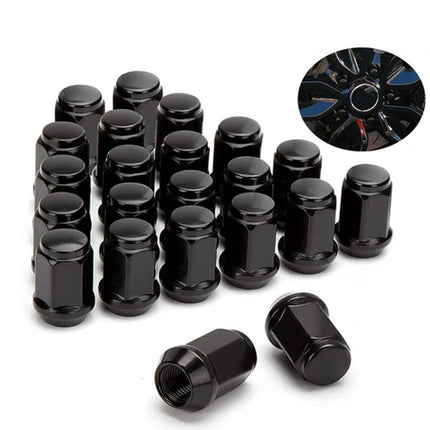 24PCS M12x1.25mm Thread Black Extended Open Ended Steel Wheel Tuner Lug Nuts Set