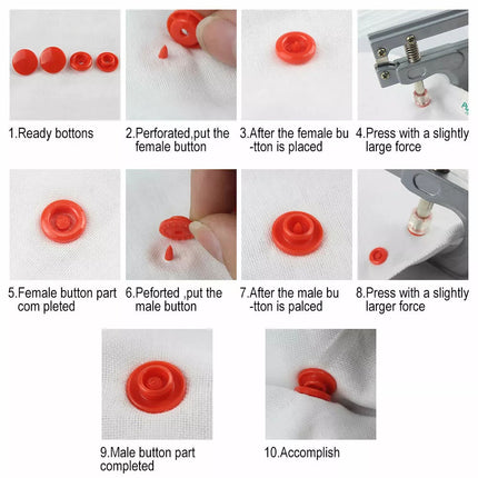 300Pack Press Studs For KAM Snap Kit Fastener Buttons Plier DIY Size 12 T5 Tool