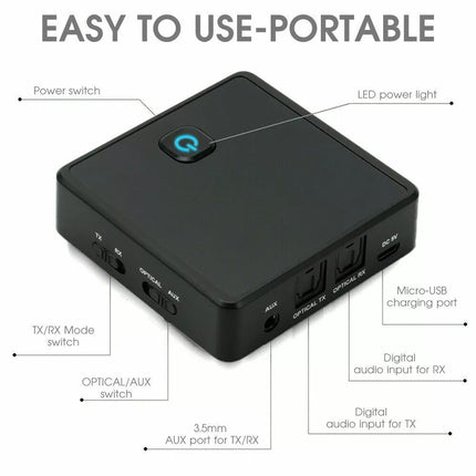 Bluetooth 5.0 Transmitter Receiver Audio RCA Optical Wireless Adapter for TV PC