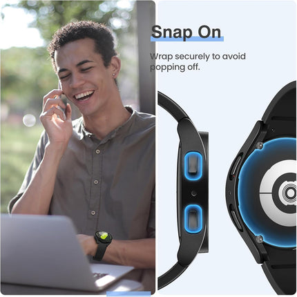 Black For Samsung Galaxy Watch 6 Case Screen Protector Clear 44mm Cover