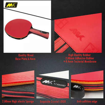 1 Pair Professional Shakehand Longhand FL Table Tennis Ping Pong Racket Bat