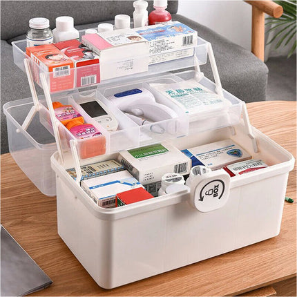 3Layer White Portable First Aid Kit Emergency Medical Storage Box Medicine Organizer