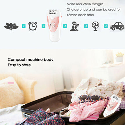 2 in 1 Epilator Women Instant Pain Free Electric Hair Removal Remover Body Face