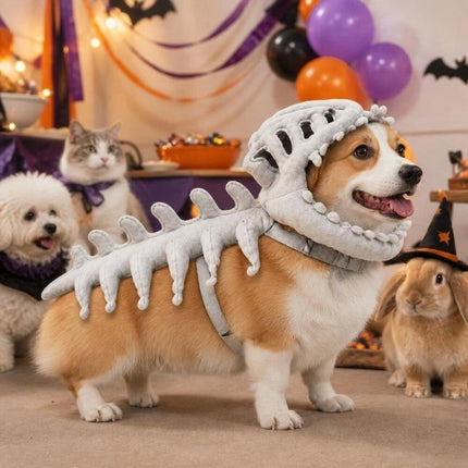 45CM Dinosaur Skeleton Costume for Halloween Pet Dress Up