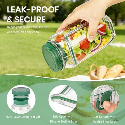 2Pcs Upgrade Salad Container Leakproof Salad Jar Meal Prep Salad Pod Side Opening