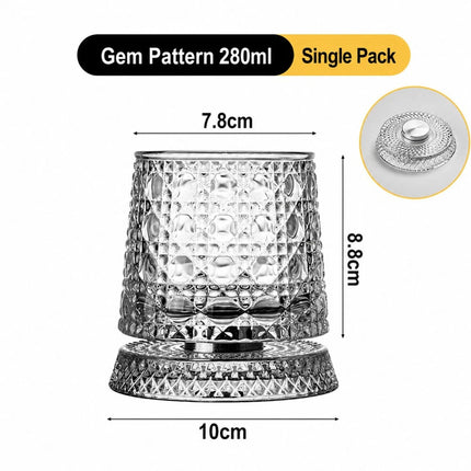 2026 New Whiskey Glasses Rotating Whisky Glass With Glass Base 360 Rotate Degree