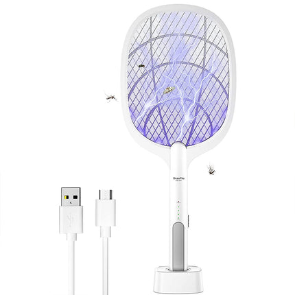 Electric USB Rechargable Racket Fly Swatter Mosquito Insect Killer UV Bug Zapper