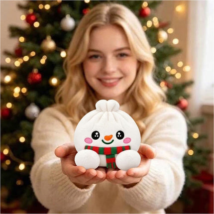 Christmas White bun with scarf Dumpling Ploofs Rainbow Plush Edition with Steamer