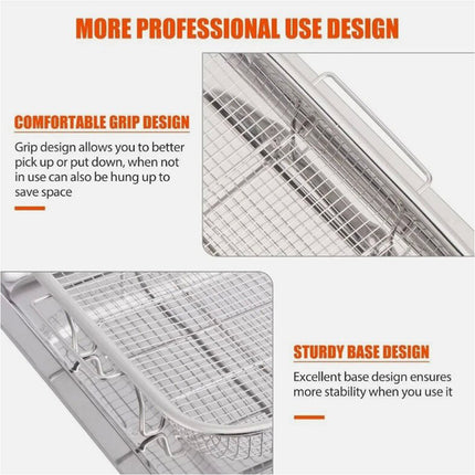 Silver Air Fryer Basket for Oven Stainless Steel Air Fryer Pan and Crisper Tray