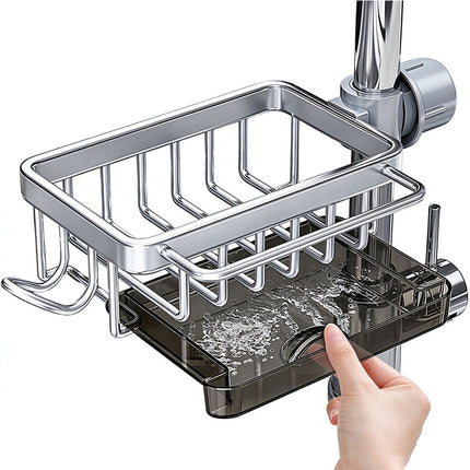 Kitchen Sink Faucet Organizer Space Aluminum Rustproof Dish Sponge Holder