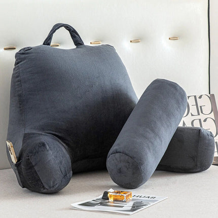 Back Rest Pillow Neck Lumbar Bed Backrest Reading Support Chair Cushion Grey AUS