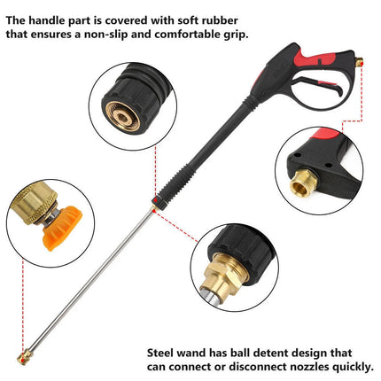 5 Nozzles High Pressure Washer Lance Gun 1/2" BSP Extension Wand Spray Cleaner