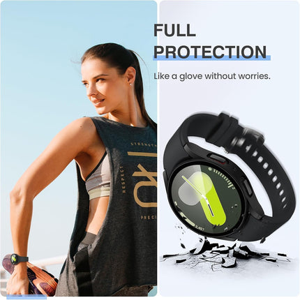 Black For Samsung Galaxy Watch 6 Case Screen Protector Clear 44mm Cover