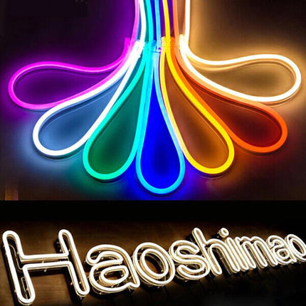 5M / 16.4FT DC 12V 2835 Flexible LED Strip Waterproof Sign Neon Lights Silicone Tube Yellow