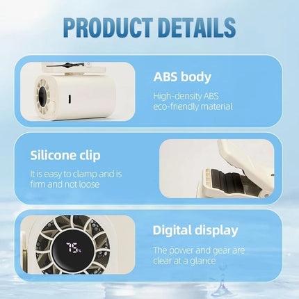 Portable Car Clip Fan 360°100 Speed Wind USB Rechargeable Clamp Electric Fan