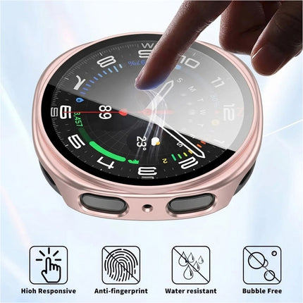 For Samsung Galaxy Watch 8 Case Cover With Glass Screen Protector 44mm Pink