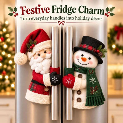 Santa Style Handle Huggers Snowman Handles Refrigerator Handle Covers Xmas