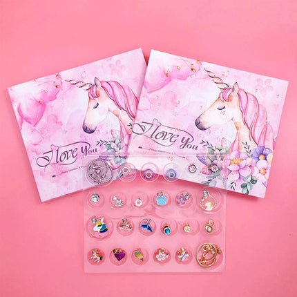 24Pcs Unicorn Christmas Charm DIY Bracelet Advent Calendar Jewelry Kit Set Gift